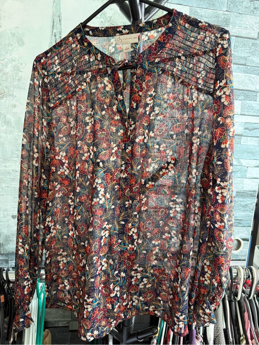 Floral Sheer Button Blouse